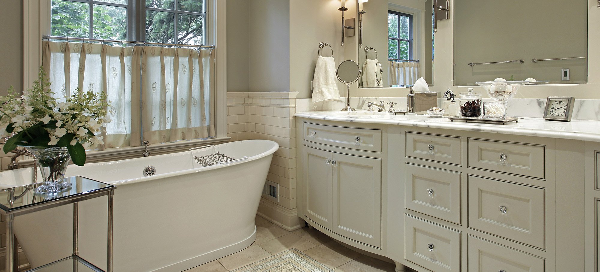 Classic bathroom with white cabinets, Cumming, GA